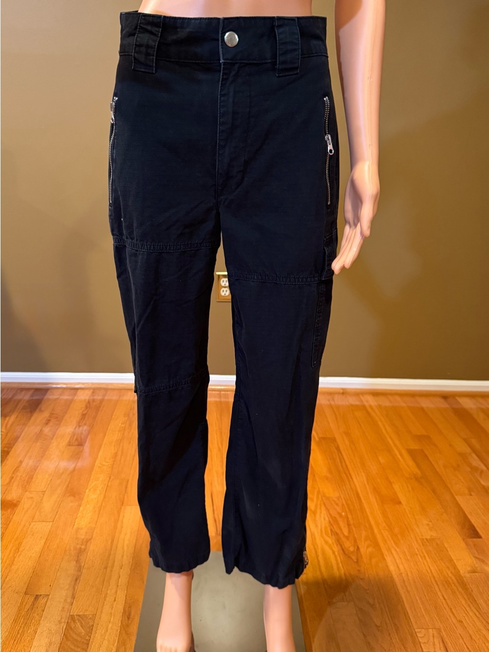 Urban Outfitters Black Cargo Pants with Zip Details